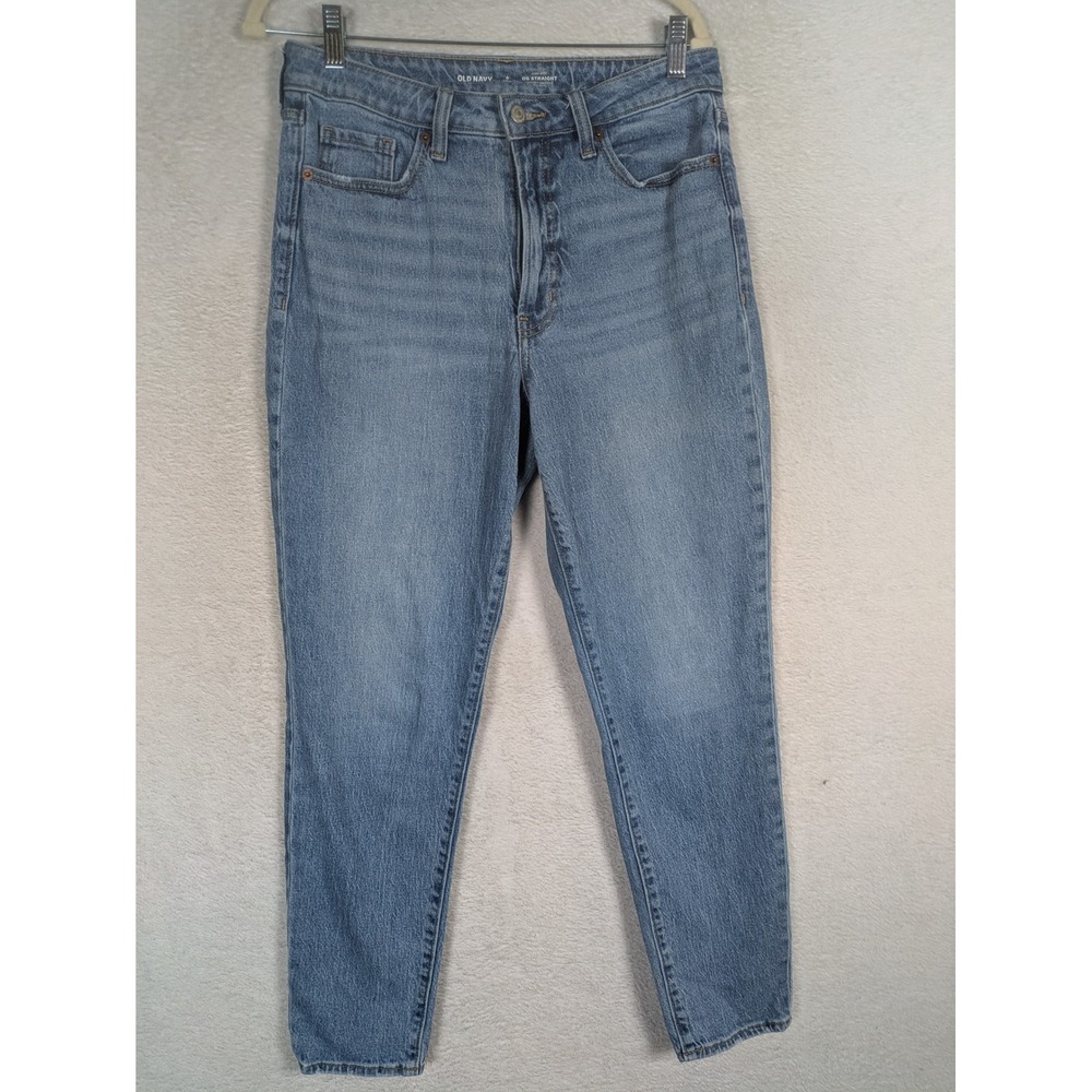 Old Navy OG Straight Jeans Women's 8 Tall Blue High Rise Secret-Smooth Pockets